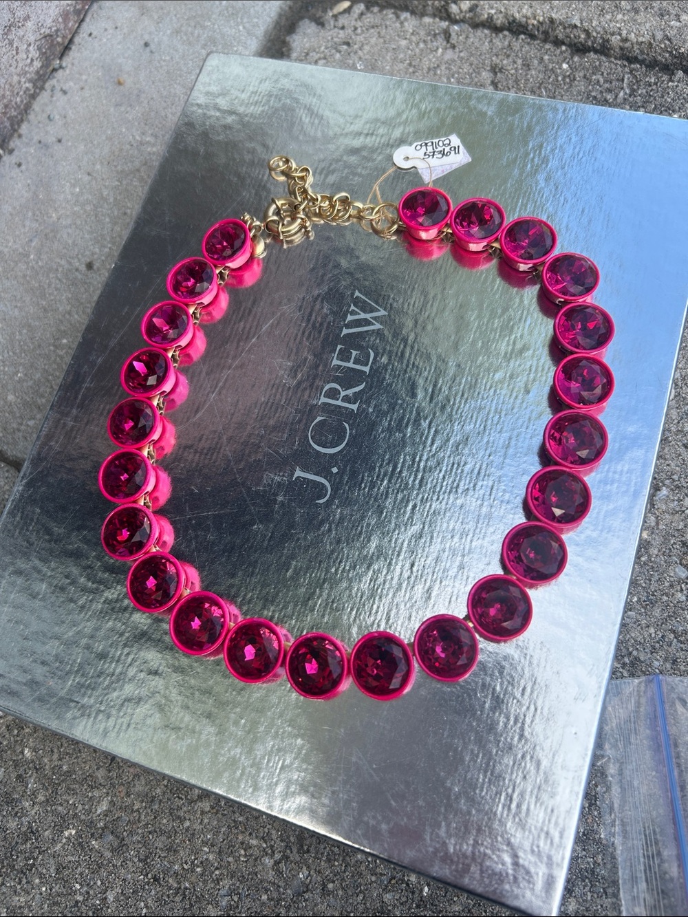 J. Crew Crystal Brûlée Pink Faceted Stone  Statement Necklace 2011
